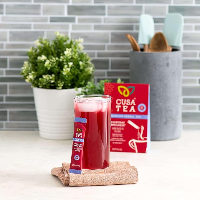 Cusa Tea & Coffee | Everyday Wellness Herbal Tea | Premium Caffeine Free Instant Tea | Hot & Iced Tea with No Added Sugar (30 Single Servings)