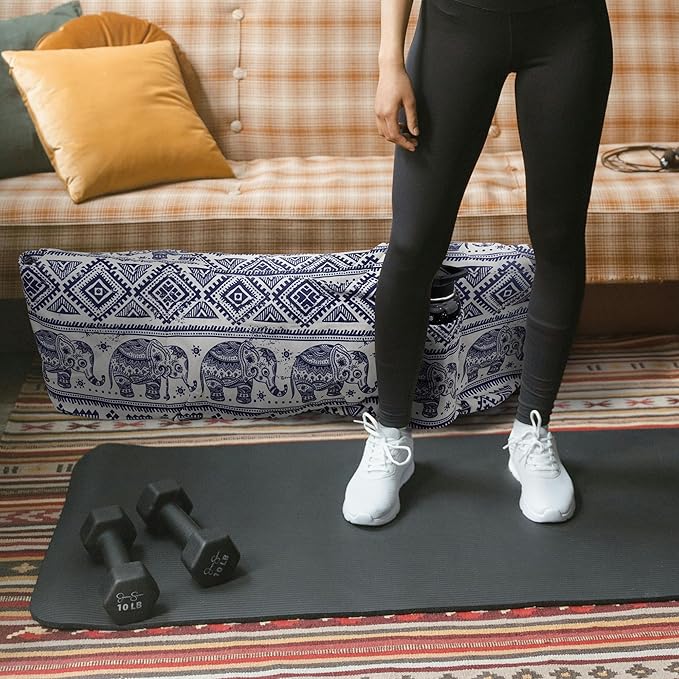 jswuffx Large Yoga Mat Bag Yoga Bags and Carriers Fits All You Stuff Yoga Tote Bag with Yoga Mat Strap, Elastic Pockets and Zipper Pockets