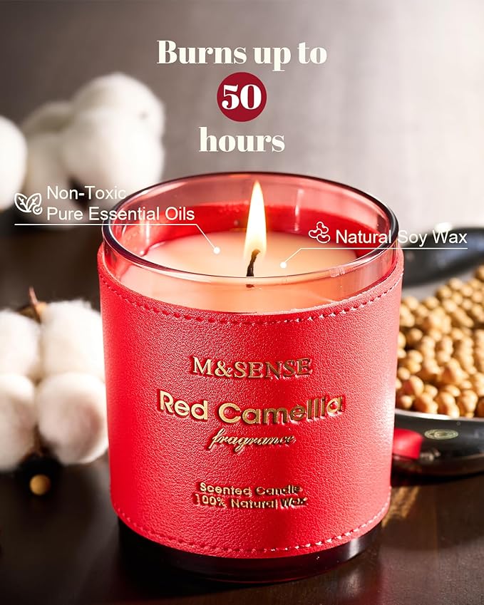 M&SENSE Citrus Floral Vegan Soy Candles, Non Toxic 10oz 42-Hour Long Lasting, Winter Aromatherapy Candle for Bathtub Stress Relief, Housewarming New Year Gifts