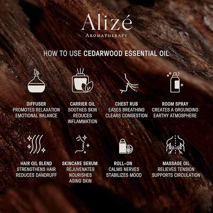 Cedarwood Essential Oil, USDA Certified Organic 100% Natural & Pure Essential Oils for Diffusers for Home, Aromatherapy Oils, Diffuser Oils Scents, Tranquility 10ml-0.33 fl oz