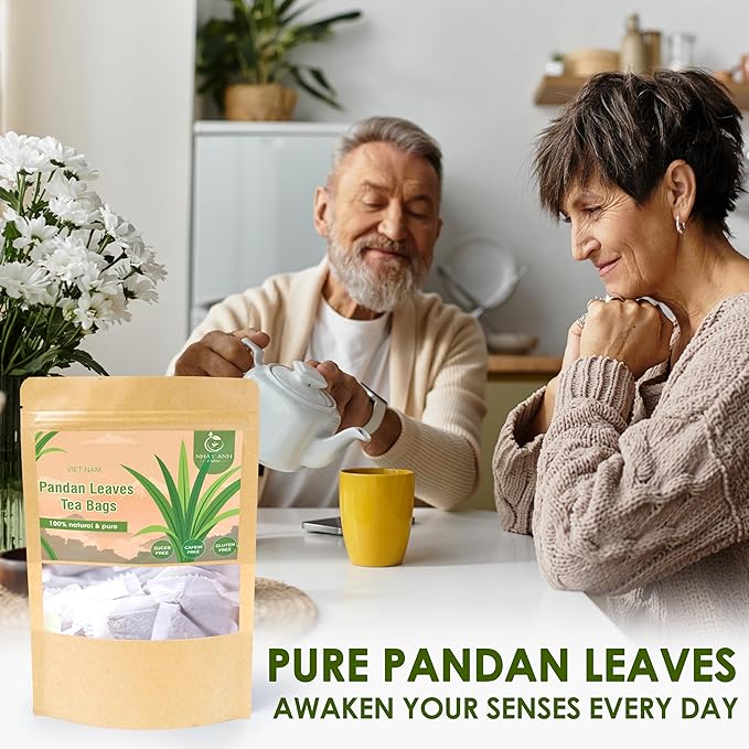 NHAT ANH FARM - Premium Pandan Leaves Tea Bags, 40 Pandan Leaves Tea Bags, 100% Natural Dried Pandan Leaves, Naturally Sweet Herbal Tea, Sugar-Free, Caffeine-Free, No Additives