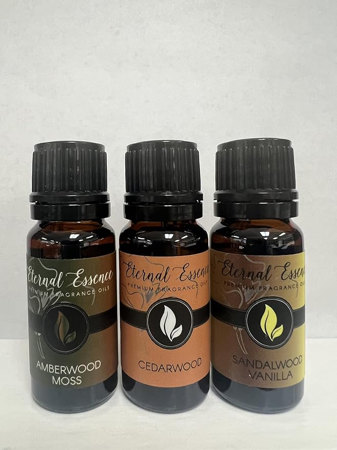 Trio (3) - Amberwood Moss, Sandalwood Vanilla & Cedarwood - Premium Fragrance Oil Trio - 10ML