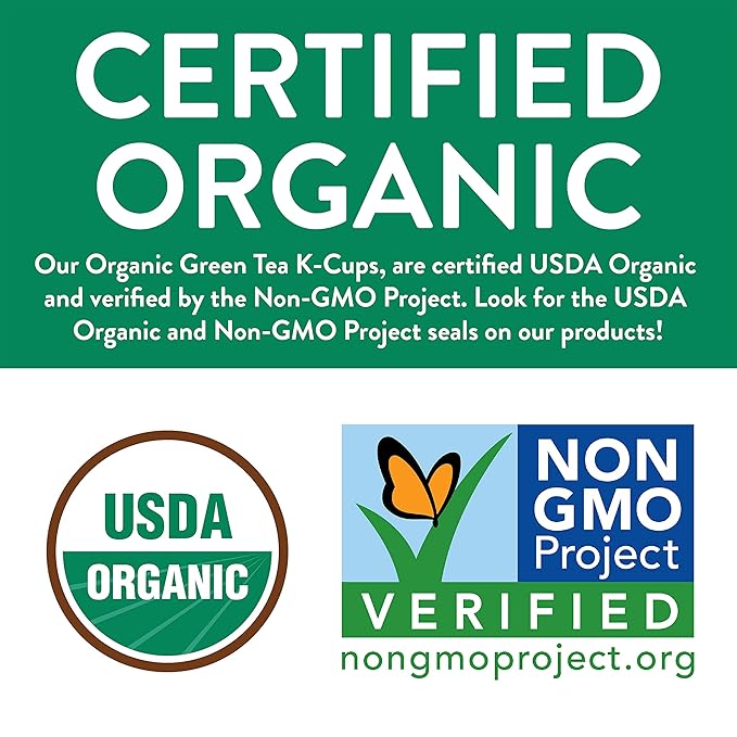 FGO Organic Green Tea K-Cup Pods for Keurig, 24 Count (Pack of 1), Premium Green Tea is USDA Organic, Non-GMO, & Recyclable with Naturally Occurring Caffeine