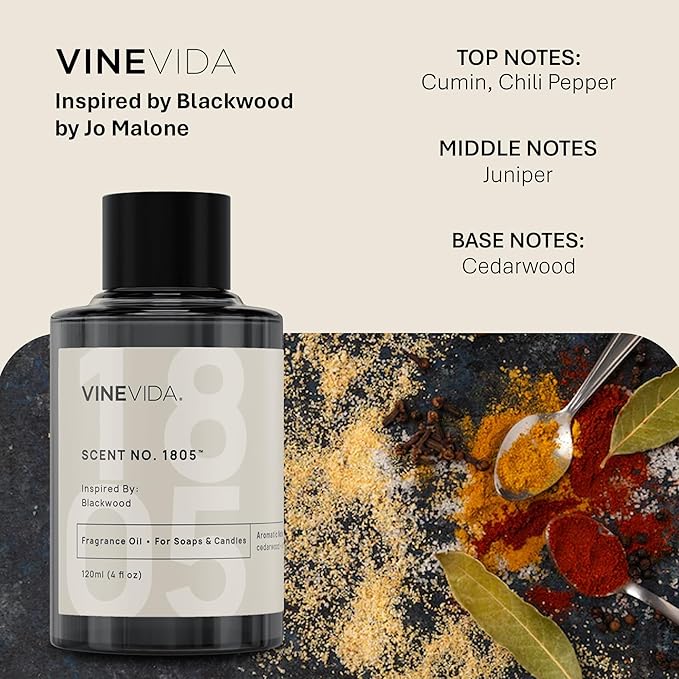 VINEVIDA [120mL] Blackwood Fragrance Oil for Candle Making - Natural Candle Oil Scents - Soap Making Essential Oil - Made in USA
