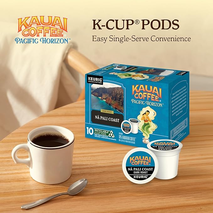 Kauai Coffee Na Pali Dark Roast - Compatible with Keurig K-Cup Brewers, 10 CT (Pack of 6)