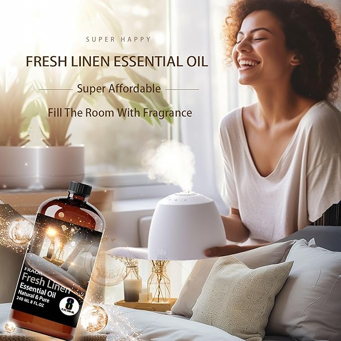 Fresh Linen Essential Oil, Fresh Linen Oil 8 Fl Oz 240ML for Diffuser Humidifier Yoga Cleaning DIY Candle Soap Making Perfume Gift for Women Fragrance Oils
