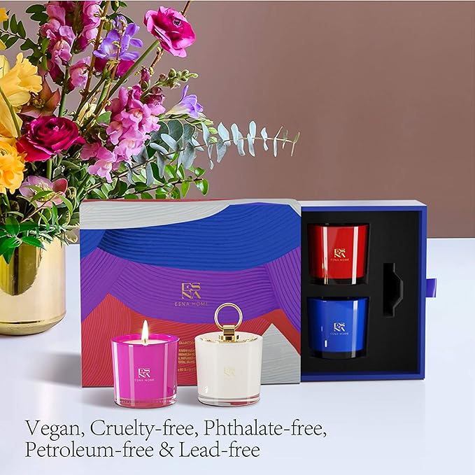 Luxury Scented Candle Set 4 All Natural Soy Aromatherapy Candle Gift Set Votive Candle Gift Set for Women Self Care Stress Relief Gifts for Her Luxury Christmas Gifts for Women Candles for Home 60 hrs