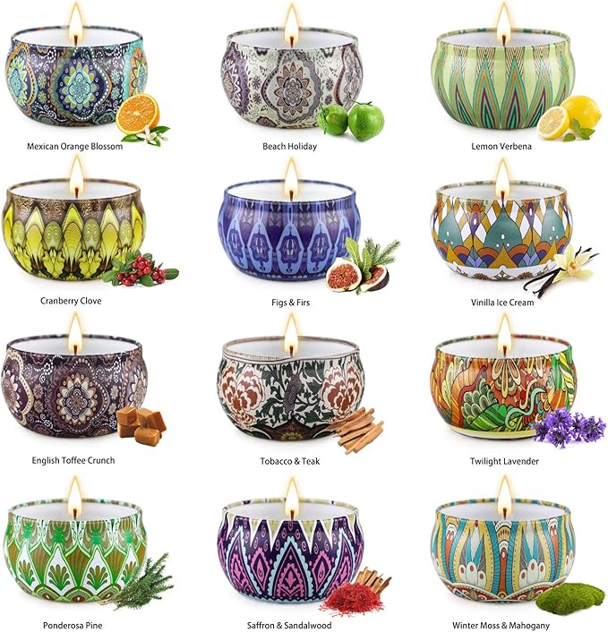 Candles Gifts for Women, 12 Pack Soy Wax Candles for Home Scented, Birthdays Thank You Mothers Day Christmas Gifts for Women Mom Who Have Everything