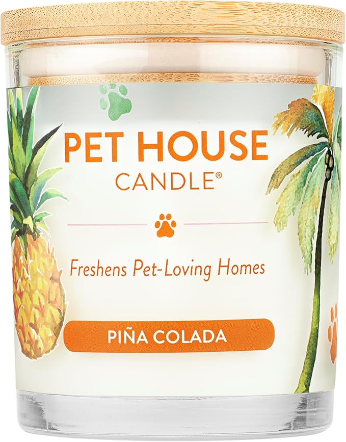 Pet House Candles, Long Lasting, Air Freshening, Scented Candles for Pet Odor, 60 Hour Burn Time - Pina Colada, 9 oz