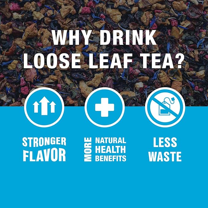 Tiesta Tea - Raspberry Razzle Tea, Loose Leaf, Raspberry Hibiscus Herbal Tea, Premium Caffeine-Free Tea Blend, Make Hot or Iced & Up to 200 Cups, 16 oz Resealable Bulk Pouch