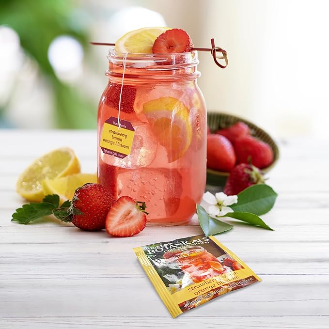Bigelow Botanicals Cold Water Infusion Strawberry Lemon Orange Blossom Herbal Tea, Caffeine Free Tea with Strawberry, Lemon and Orange Flavor, 18 Count Box (Pack of 6), 108 Total Tea Bags