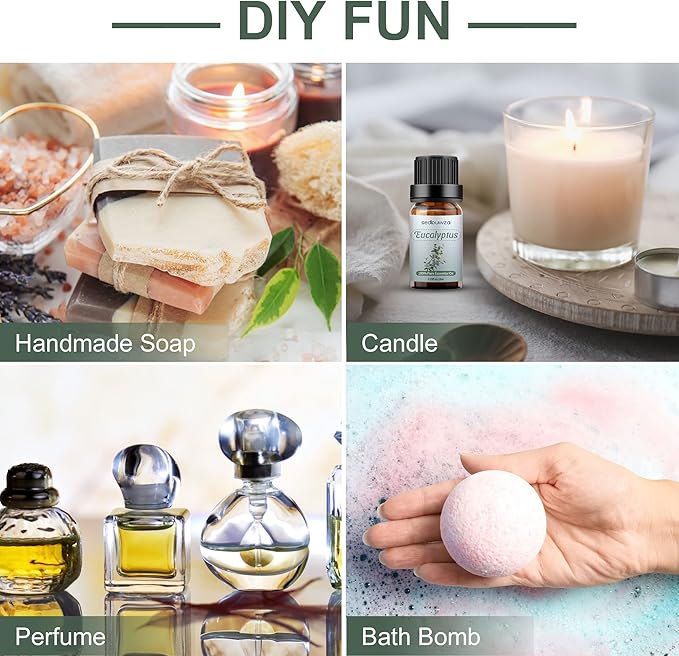 Sedbuwza Eucalyptus Essential Oil, Pure Organic Eucalyptus Fragrance Oil for Diffuser, Humidifier, Soap, Candle, Perfume