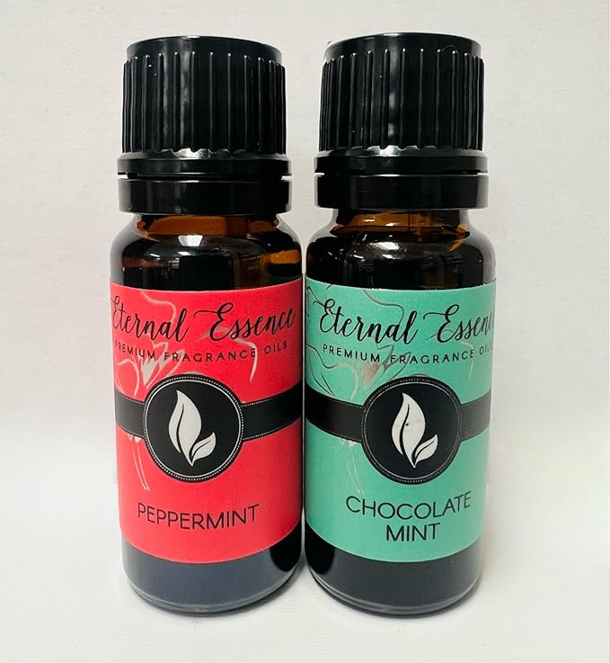 Eternal Essence Oils 2 Pack 10ml Premium Fragrance Oil - Chocolate Mint & Peppermint - for Candle, Soap Making, Aromatherapy, Diffusers, Home Care, & Humidifiers