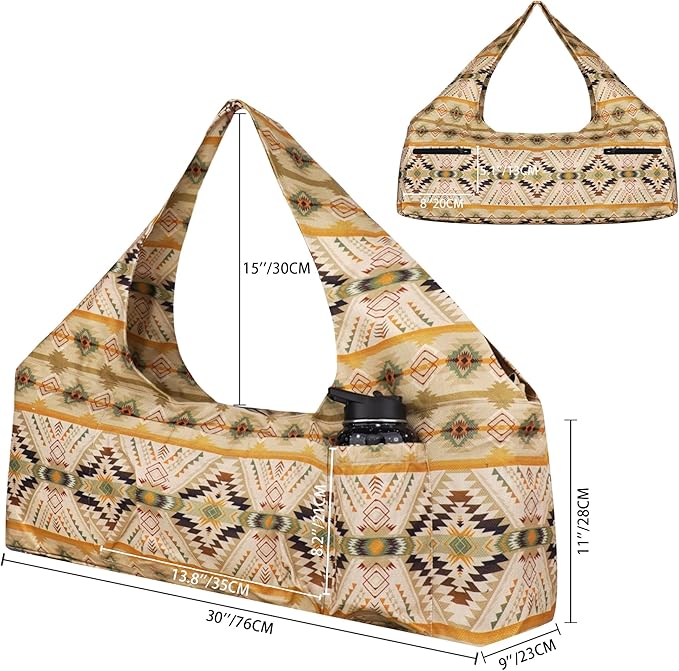 jswuffx Large Yoga Mat Bag Yoga Bags and Carriers Fits All You Stuff Yoga Tote Bag with Yoga Mat Strap, Elastic Pockets and Zipper Pockets