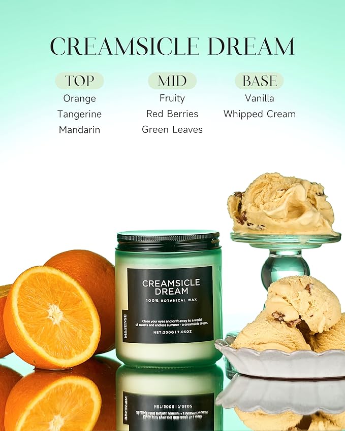 M&SENSE Orange Creamsicle Scented Candle, 7.05oz 50 Hours Slow Burning Non Toxic Natural Soy Wax 2 Wick Candle for Home Scented, Long Lasting Home Fragrance Gifts for Housewarming & Anniversry