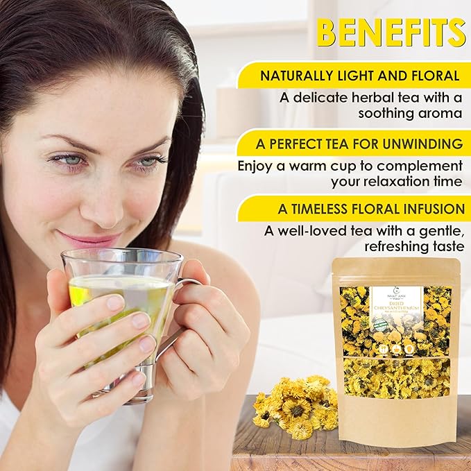Nhat Anh Farm - Premium Dried Chrysanthemum - 3,5oz(100g) Dried Chrysanthemum Flowers - 100% Natural & Pure - Sugar/Caffeine/Gluten Free. For Making Tea