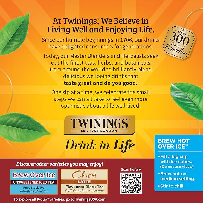Twinings Chai Black Tea K-Cup Pods for Keurig, 24 Count (Pack of 1), Naturally Sweet and Savoury Spice Flavours, Caffeinated, Enjoy Hot or Iced
