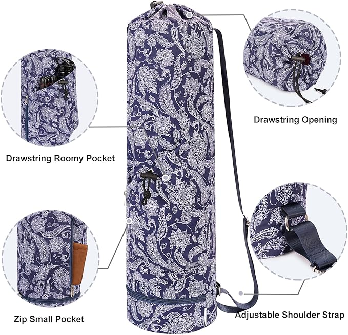 sportsnew Yoga Mat Bag with Water Bottle Pocket and Bottom Wet Pocket, Exercise Yoga Mat Carrier Multi-Functional Storage Bag, Patent pending
