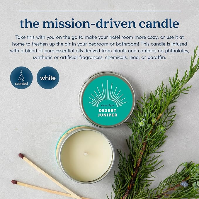 Paraffin-Free Scented Candle, Tin Candles, Birthday Gifts for Women & Men, 30-Hour Burn Time (Desert Juniper, 6 oz)