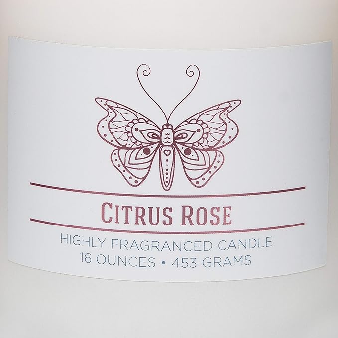 Carolina Citrus Rose Scented Candle, 16 oz Wellness Relaxing Aromatherapy Candle, 2 Wick White Jar Soy Blend Wax, Candles for Home, 60H Burn - Made in The USA