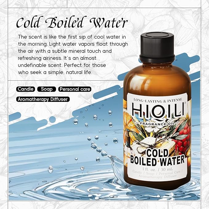 HIQILI Cold Boiled Water Fragrance Oil for Home Diffuser, Great for Making Candle, Soap, Body Wash, DIY Multipurpose Room Spray- 1 Fl Oz