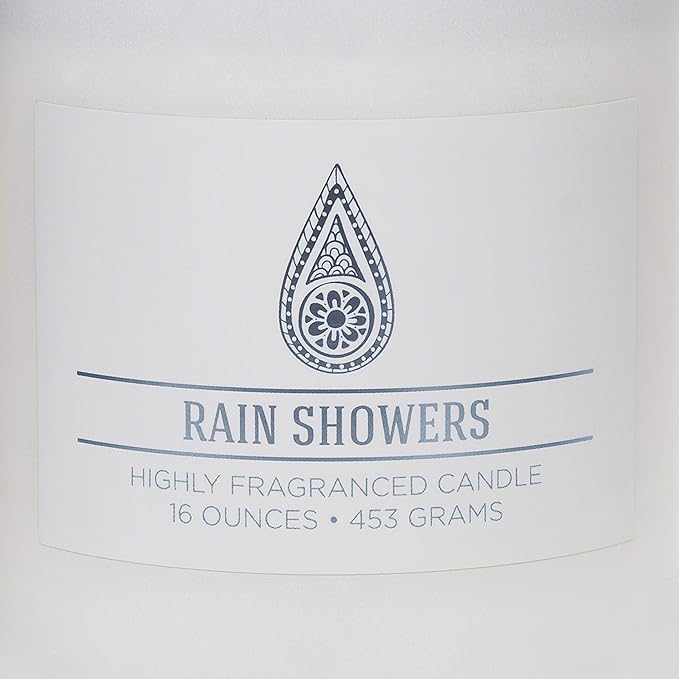 Carolina Rain Showers Scented Candle, 16 oz Wellness Relaxing Aromatherapy Candle, 2 Wick White Jar Soy Blend Wax, Candles for Home, 60H Burn - Made in The USA