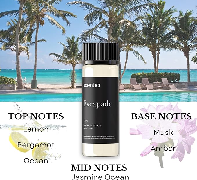 Scentia Luxury Fragrance Collection Diffuser Oils – 3×20 ml Aromatherapy Set | Premium Scents Inspired by 5-Star Destinations | Long Lasting Aroma, Gift-Ready Essential Oil Blend - Made in USA