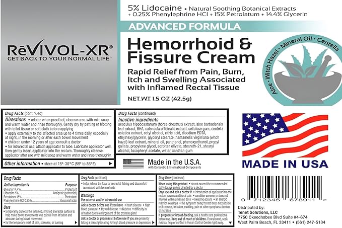 Advanced Hemorrhoid Treatment. 5% Lidocaine + Shrinks + Protects Skin + Aloe + Witch Hazel + Botanicals, External & Internal Use. Most Complete OTC Ointment & Fissure Cream, Fast Relief, Made in USA.