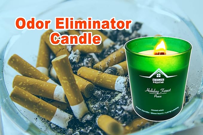 Exus Hand Crafted, Soy Wax, Wood Wick, Aromatic Candle. Non-Toxic (Holiday Forest/Peace)