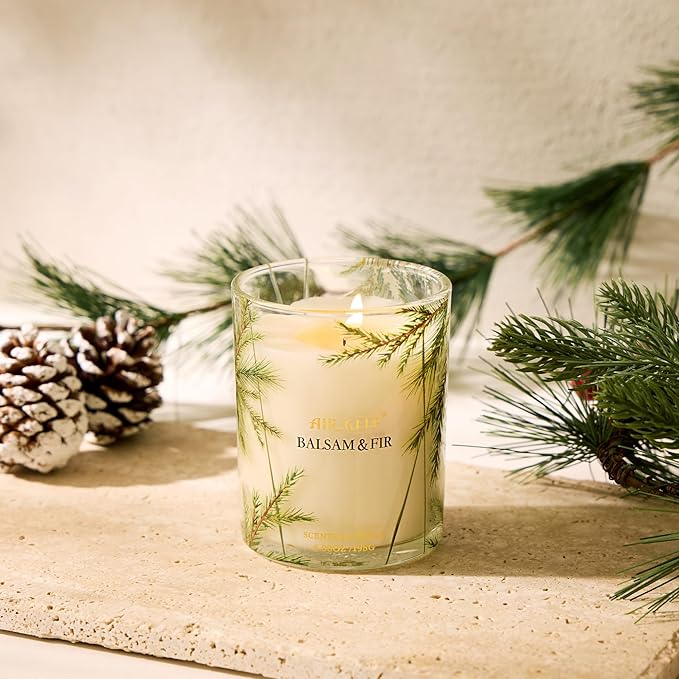 Airkeep Candle Balsam & Fir Scented Candle,Classic 6.98 oz Jar Single Wick,About 44 Hours of Burn Time, Ideal Holiday Gift,Fall Fragrance