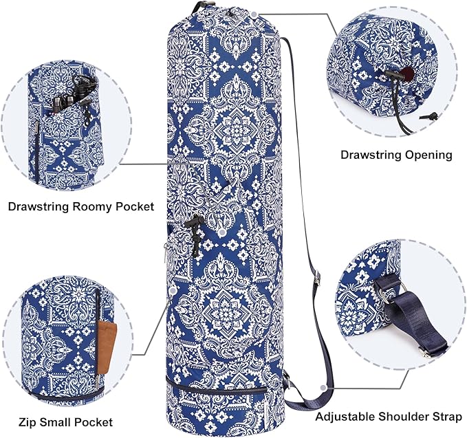sportsnew Yoga Mat Bag with Water Bottle Pocket and Bottom Wet Pocket, Exercise Yoga Mat Carrier Multi-Functional Storage Bag, Patent pending