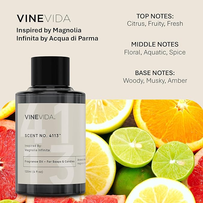 VINEVIDA [16oz] Magnolia Infinita Fragrance Oil for Candle Making - Natural Candle Oil Scents - Soap Making Essential Oil - Made in USA