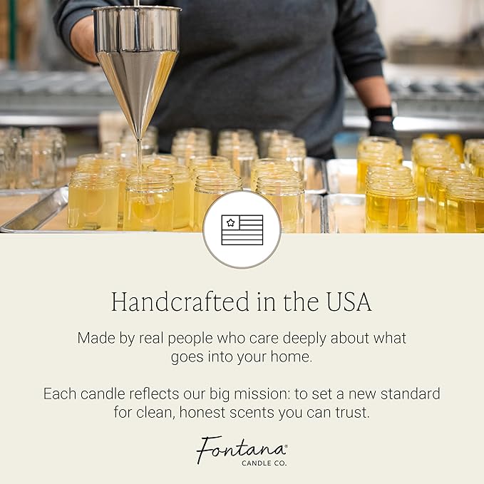 Fontana Candle Co Wood Wick Beeswax Jar Candles, Farmer's Market - Made with Coconut Oil & Pure Essential Oils – Clean Burn, Long Lasting and Non-Toxic Candles for Home & Room Decor