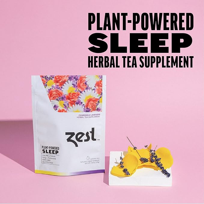 Zest Sleep Tea - 2mg Melatonin Tea for Sleep - Chamomile Lavender Herbal Blend - 15Ct Pack - Calming & Relaxing Ingredients for a Perfectly Sleepy Bedtime