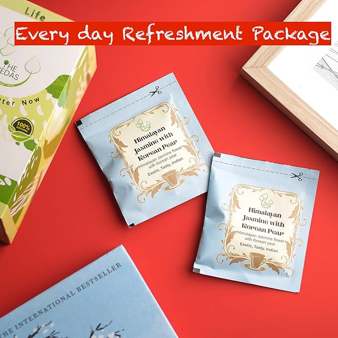 THE VEDAS Himalayan Jasmine Tea With Korean Pear | Caffeine free Herbal Tea | Biodegradable Cotton Teabags | 20 Tea Bags(Pack of 1)