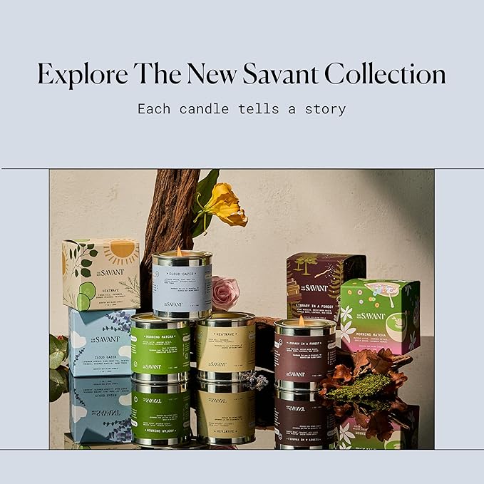 The New Savant Scented Candle - Cloud Gazer - Aesthetic Candle for Home, Lavender, Vanilla, Earl Grey Tea & Cedarwood, Soy Wax Blend, Vegan & Cruelty-Free, 50-Hour Burn Time - 7oz