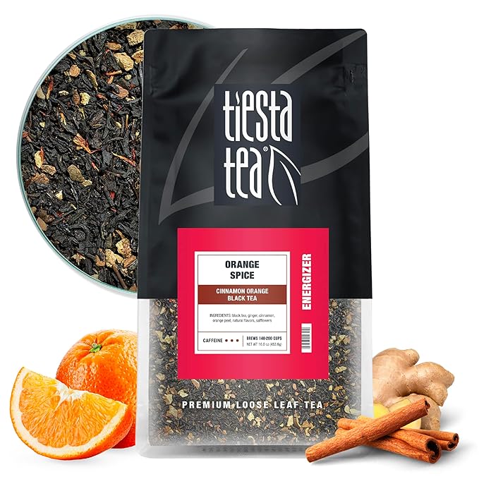 Tiesta Tea - Orange Spice Tea, Loose Leaf, Cinnamon Orange Black Tea, Premium High Caffeine Tea Blend, Make Hot or Iced & Up to 200 Cups, 16 oz Resealable Bulk Pouch