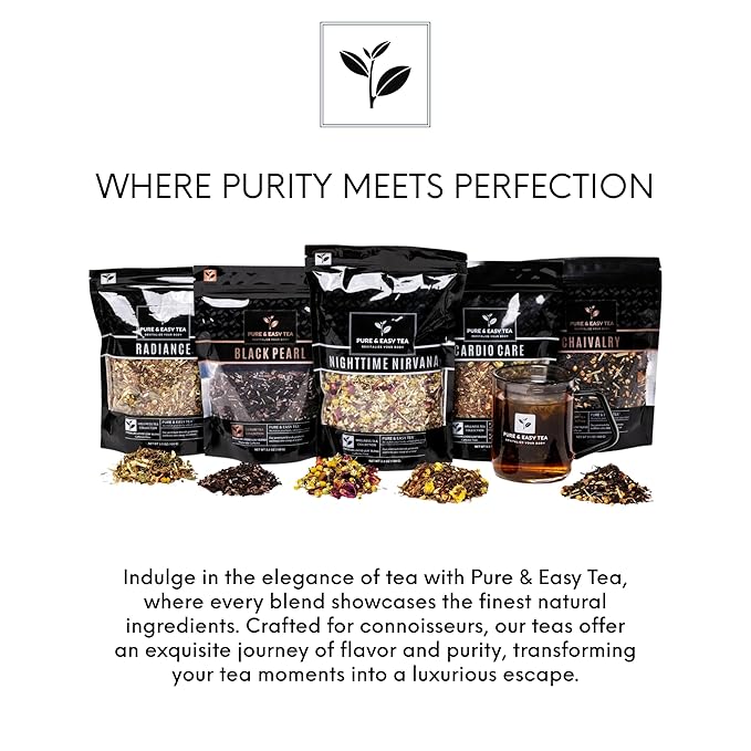 Pure And Easy Tea, Wellness Herbal Tea Bundle, Soothe & Nighttime Nirvana, 100% Natural Premium Handcrafted Tea Blends, Caffeine-Free, 35 Teabags, 125g/4.4oz