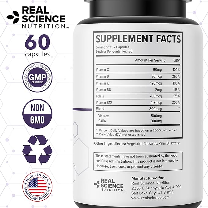 Real Science LegEase Miracle – All Natural Restless Legs Syndrome Relief & Leg Cramp Supplement with Vitamins C, D, K, B6, B12 + Nitric Oxide Support – Sleep & Circulation Aid – Made in USA, 60 Caps