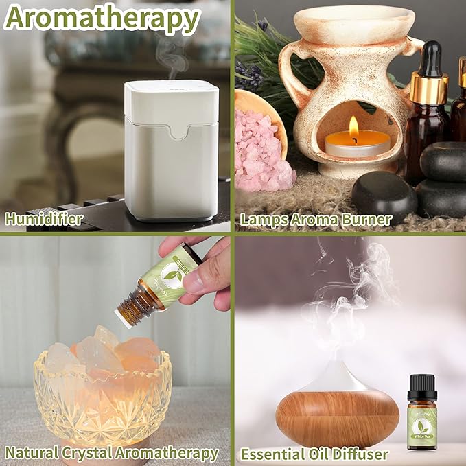 yethious White Tea Essential Oil White Tea Oil for Diffuser & Aromatherapy, Baths, Soap, Candle Making Scent Oil 2PCS*10ML