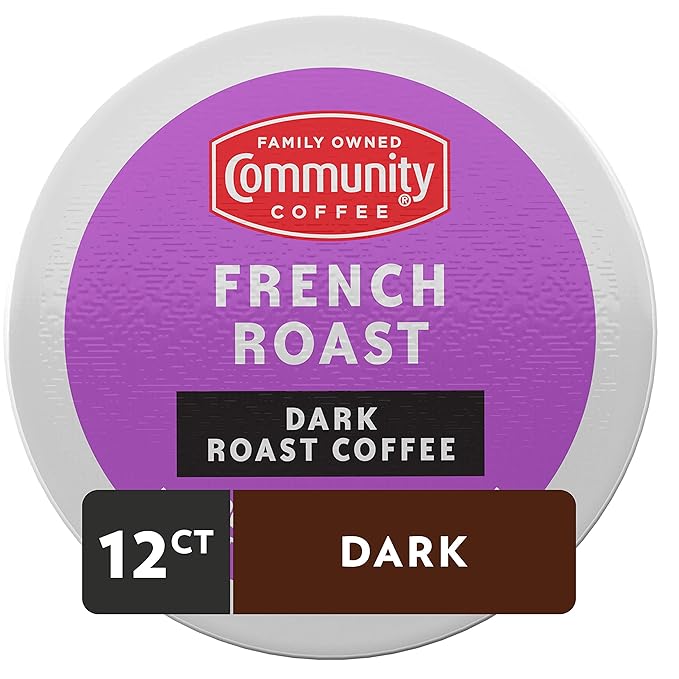 Community Coffee French Roast 12 Count Coffee Pods, Extra Dark Roast, Compatible with Keurig 2.0 K-Cup Brewers, 12 Count (Pack of 2)