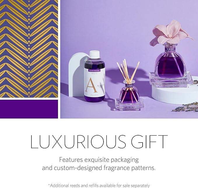 AGRARIA AirEssence Flower and Reed Diffuser Set, Handmade Sola Flower Botanical Home Fragrance Set, Scented Oil Reed Diffuser Gift for All Occasions