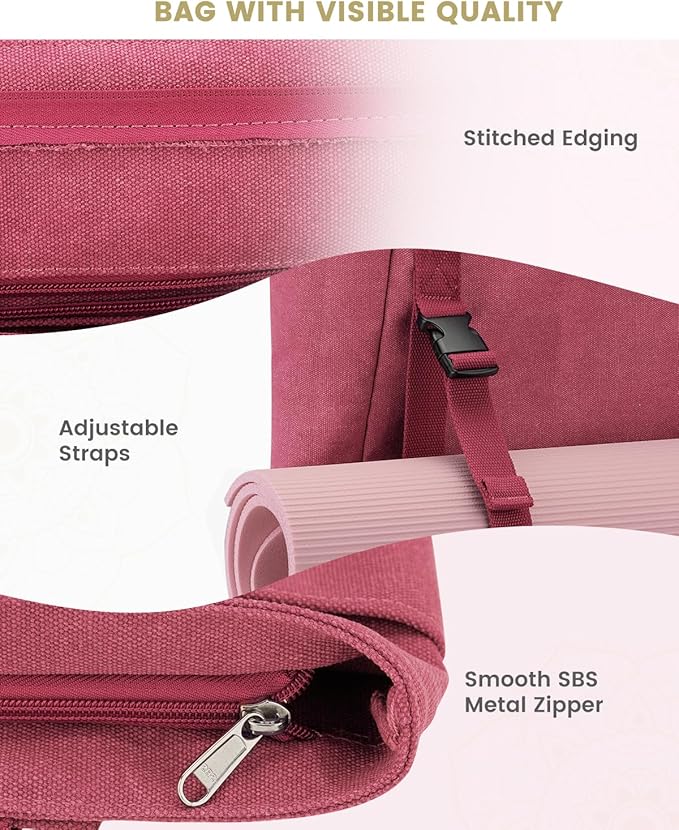 Gonex Yoga Mat Bag, Yoga Gym Bag Tote Bag with Multi Pockets For Women Men, Canvas Yoga Mat Carrier Take in Out Mat Easily For Pilates Travel Workout Office
