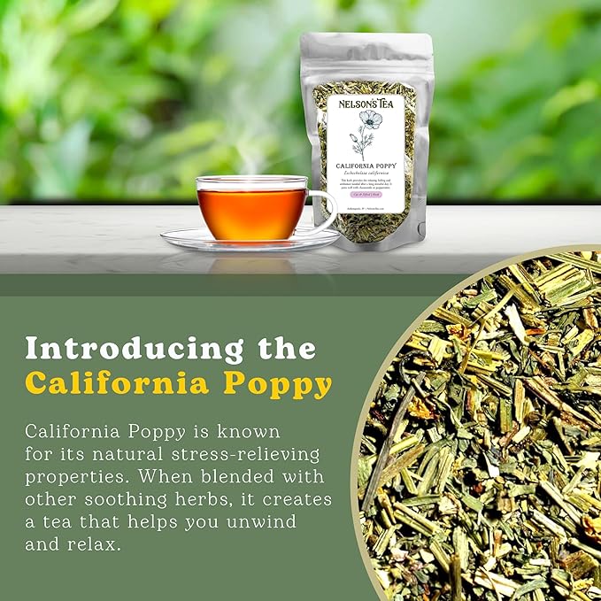 Nelson's Tea - California Poppy - Cut & Sifted - Loose Leaf - Herbal Tea - 4 Oz