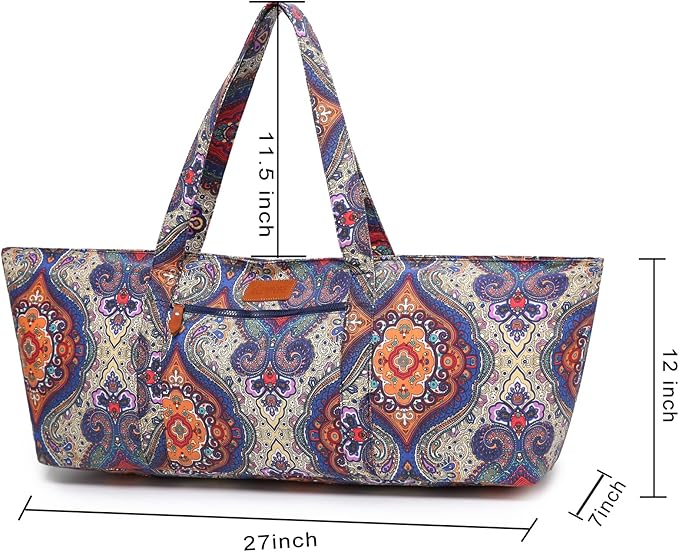 ELENTURE Large Yoga Mat Bag for Women Men, Travel Gym Bag for Pilates Office Beach Workout, Yoga Mat Tote Carrier with Mat Strap for 1/4" 1/2" Thick Exercise Yoga Mat