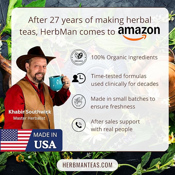 HEALTHY HAIR TEA — An Organic mineral-rich Herbal Blend to build Strong, Healthy Hair and avoid hair thining Formulated by Master Herbalist Khabir - Non-GMO, No Additives