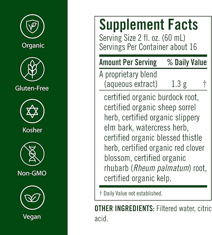 Flora Health Flor-Essence Liquid Tea Blend - Ancient 8-Herb Formula - Natural Full Body Cleanse & Detox - Organic Ingredients - Pure Vegan Formula - Burdock Root, Sorrel, Slippery Elm, Kelp - 500mL