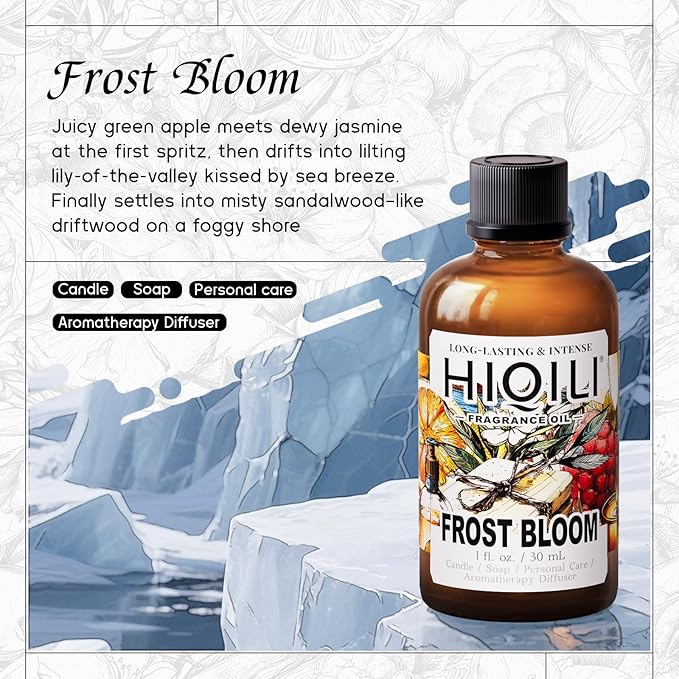 HIQILI Frost Bloom Fragrance Oil, Ocean & Lily of The Valley Scents, for Diffusers, Candles, Soap, Perfume & Hair Mist Making, Long Lasting - 1 Fl Oz