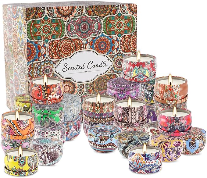 36 Pack Scented Candles Set for Home, Relaxing Stress Relief, Aromatherapy - Natural Soy Wax and Fragrance - Gifts for Women, Mom, Best Friend, Wife, Birthday