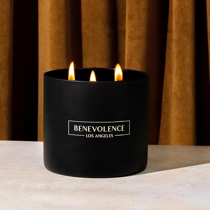 Benevolence LA 3 Wick Candle, Black Berries (Baies) Large Christmas Scented Candles | Soy Holiday Candle for Women and Men | Home Fragrance | Aromatherapy | Bathroom Freshener 14.5 Oz, 45 Hour Burn